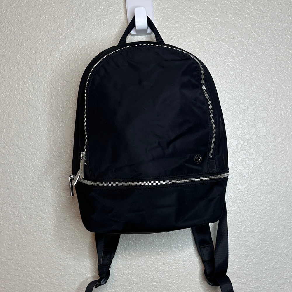 Lululemon Athletica Black Backpack with Silver Accents